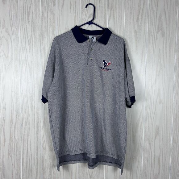 VTG Y2K Dynasty Men’s Houston Texans Navy and Cream Short Sleeve Polo Set, XXL - Picture 2 of 13